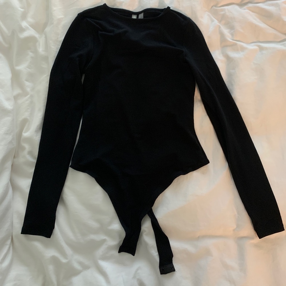 ASOS sheer ribbed long sleeve thong bodysuit NEW
